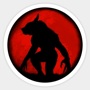 Werewolf and red full moon Sticker